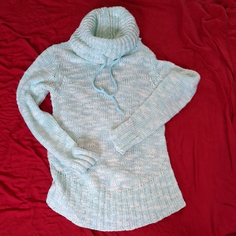 No Boundaries Light Blue Cowl Neck Sweater
